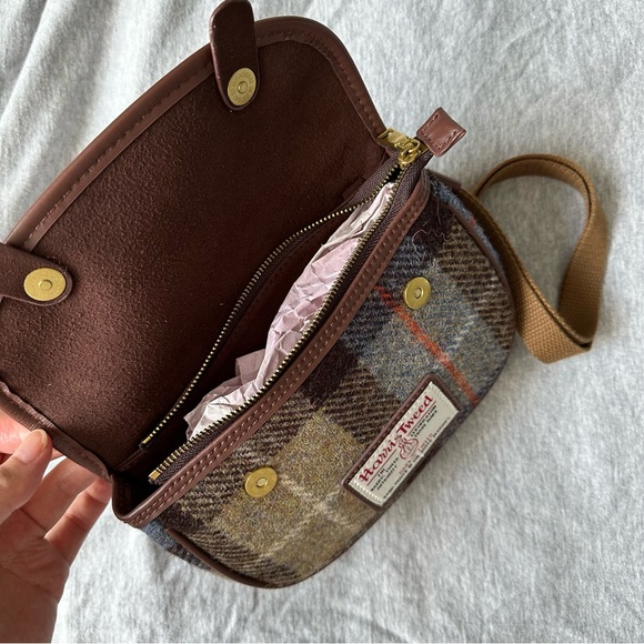 NWOT Harris Tweed wool post bag Crossbody blue/grey - Picture 5 of 5